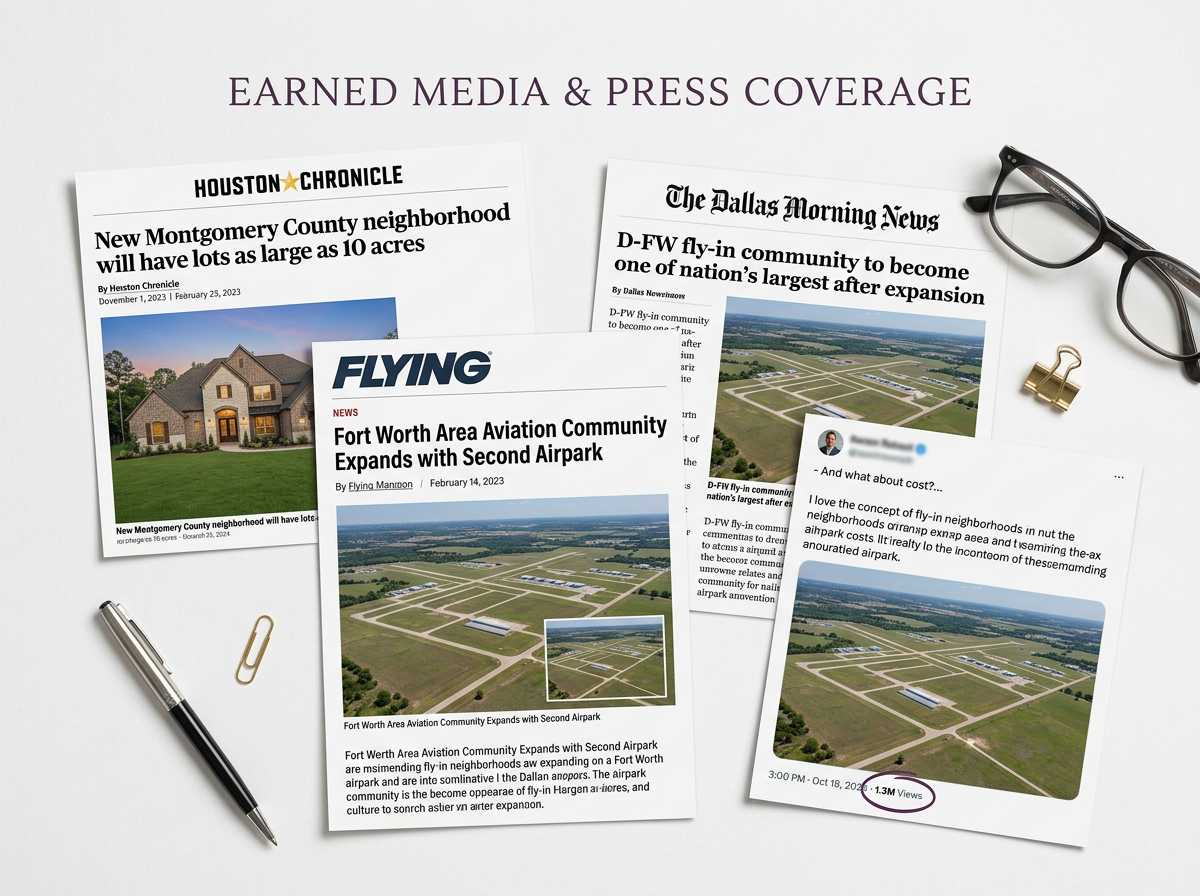 PR and earned media coverage including Houston Chronicle and Dallas Morning News